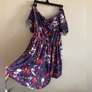 Purple Halloween Off-Shoulder Dress